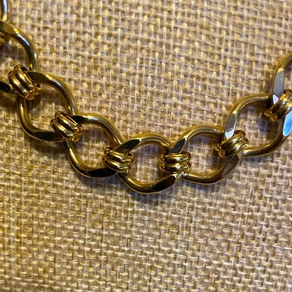 Vintage Signed Monet Choker Necklace Link Wide Curb Chain 18” - Picture 5 of 6